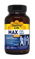 Мультивитамины и Минералы для Мужчин, Max for Men, Country Life, 60 таблеток