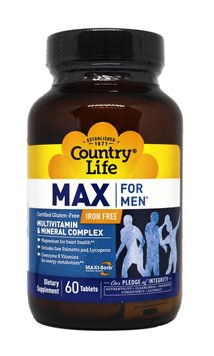 Мультивітаміни і Мінерали для Чоловіків, Max for Men, Country Life, 60 таблеток