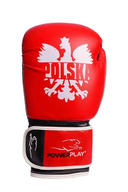 Боксерские перчатки PowerPlay 3021-1 Poland червоно-чорні 12 унций