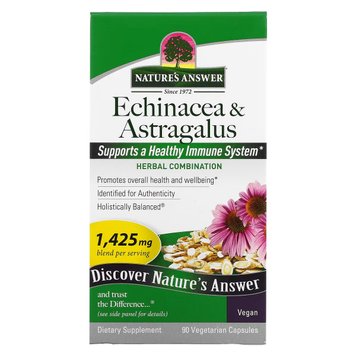 Эхинацея и астрагал, Echinacea & Astragalus, Nature's Answer, 90 вегетарианских капсул