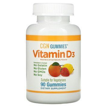 Вітамін D3, 2000 МЕ, ягодно-фруктовый вкус, California Gold Nutrition, 90 жувальних цукерок