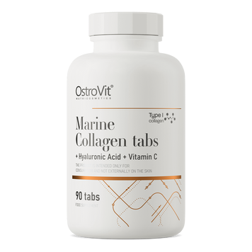 Морской Коллаген + Гиалуроновая Кислота + Витамин C OstroVit Marine Collagen + Hyaluronic Acid + Vitamin C 90 Таблеток