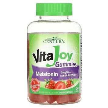Мелатонин, 5 мг в порции, вкус клубники, Melatonin, 21st Century, 120 жевательных конфет