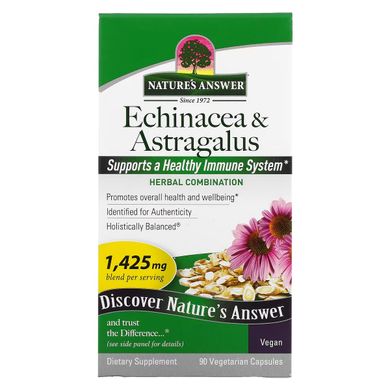 Эхинацея и астрагал, Echinacea & Astragalus, Nature's Answer, 90 вегетарианских капсул