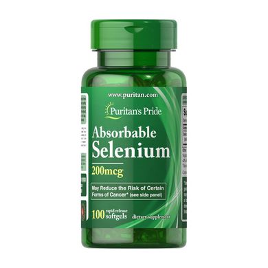 Селен Puritan's Pride Absorbable Selenium 200 mg 100 капсул