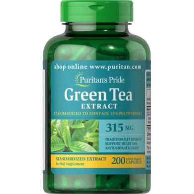Экстракт зеленого чая Puritan's Pride Green Tea Standardized Extract 315 mg 200 капсул