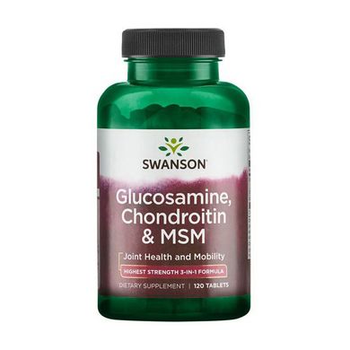 Глюкозамін хондроїтин МСМ Swanson Glucosamine, Chondroitin & MSM 120 таблеток