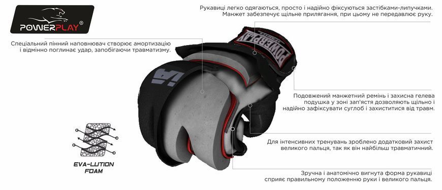 Перчатки для MMA PowerPlay 3075 Черно-белые XS