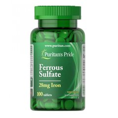 Железо сульфат Puritan's Pride Iron Ferrous Sulfate 28 mg 100 таблеток