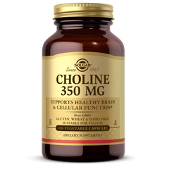 Холин 350 мг, Choline 350 mg, Solgar, 100 растительных капсул