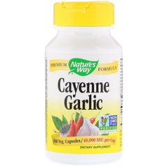 Кайенский Перець і Часник, Cayenne Garlic, Nature's Way, 100 капсул