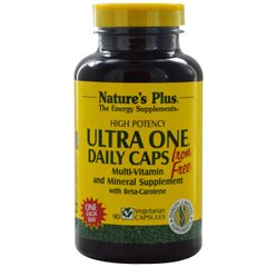 Щоденні Мультівітаміни без Заліза, Ultra One, Natures Plus, 90 гелевих капсул