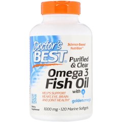 Риб'ячий жир Омега-3, Doctor's Best, Omega 3 Fish Oil with Goldenomega, 1000 мг, 120 капсул