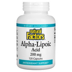 Альфа-липоевая кислота, 200 мг, Alpha-Lipoic Acid, Natural Factors, 120 капсул