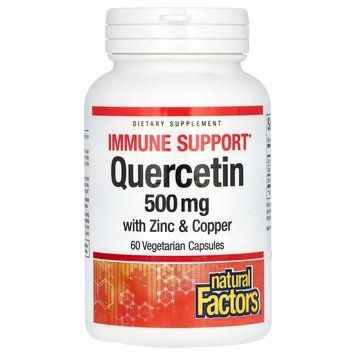 Кверцитин з цинком та міддю, 500 мг, Quercetin with Zinc & Copper, Natural Factors, 60 вегетаріанських капсул