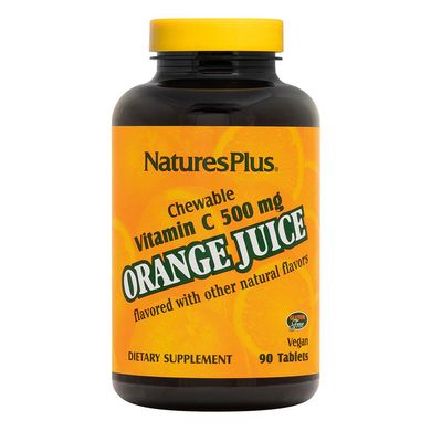 Витамин С, Orange Juice Vitamin C, 500 мг, Nature's Plus, 90 жевательных таблеток