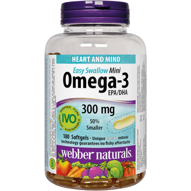 Омега 3 Webber Naturals Omega-3 300 mg 180 міні капсул