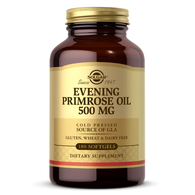 Масло Примулы Вечерней 500 мг, Evening Primrose Oil, Solgar, 180 желатиновых капсул