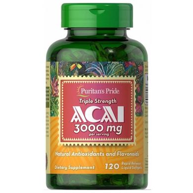 Ягоды асаи экстракт Puritan's Pride Acai 3000 mg 120 капсул