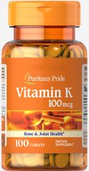 Вітамін К Puritan's Pride Vitamin K 100 mcg 100 таб