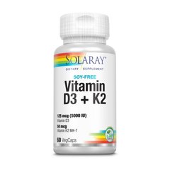 Вітамін Д3 + К2 Solaray Vitamin D3 + K2 soy free 60 капсул