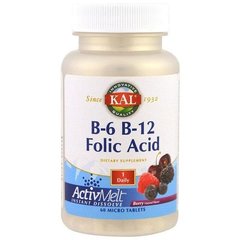 Витамин B12 + B6 KAL B-6 3 mg B-12 1000 mcg Folic Acid 680 mcg 60 микто таблеток