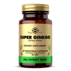 Гинкго Билоба Супер, Super Ginkgo Biloba, Solgar, 60 желатиновых капсул
