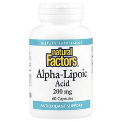 Альфа-липоевая кислота, 200 мг, Alpha-Lipoic Acid, Natural Factors, 60 капсул