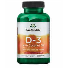 Вітамін Д3 Swanson Vitamin D-3 Coconut oil 2000 IU 60 капсул