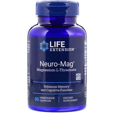 Магній L-треонат, Magnesium L-Threonate, Neuro-Mag, Life Extension, 90 капсул в рослинній оболонці
