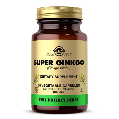 Гінкго білоба Супер, Super Ginkgo Biloba, Solgar, 60 желатинових капсул
