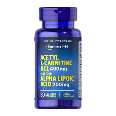Ацетил Л-карнітин Puritan's Pride Acetyl L-Carnitine HCL 400 mg with Alpha Lipoic Acid 200 mg 30 капс