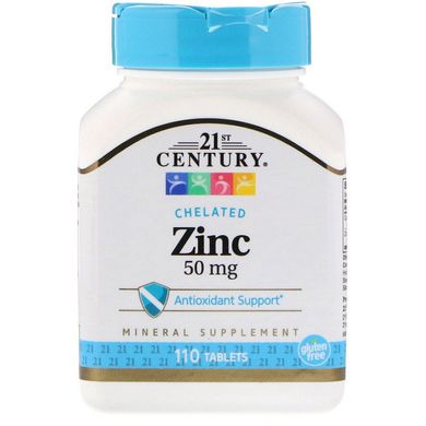 Цинк хелат 21st Century Chelated Zinc 50 mg 110 таб