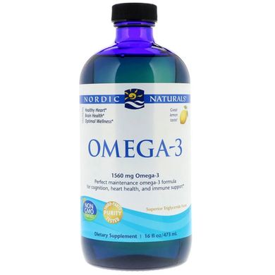 Омега-3, Вкус Лимона, Nordic Naturals, Omega-3, Lemon, 1,560 мг, 473 мл.
