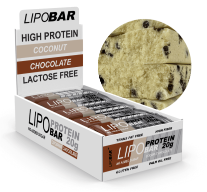 Протеиновые батончики Lipobar Lipobar 20x50 г Coconut With Chocolate Crisps