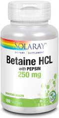 Бетаїн HCL + пепсин Solaray Betaine HCL with pepsin 250 mg 180 капсул