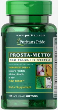 Со Пальметто Puritan's Pride Prosta-Metto Saw Palmetto Complex 120 капсул