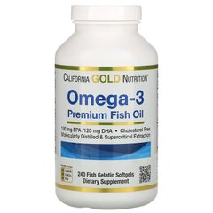Омега-3 рыбий жир премиум-класса California Gold Nutrition (Omega-3 Premium Fish Oil) 240 капсул