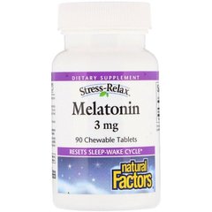 Мелатонин Natural Factors Melatonin 3 mg 90 жув. таблеток