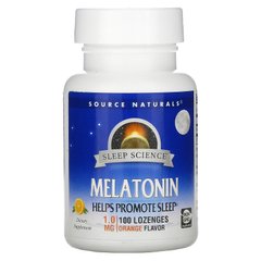 Мелатонин 1 мг, вкусом апельсина, Sleep Science, Source Naturals, 100 таблеток для рассасывания