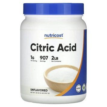 Nutricost, лимонна кислота, без ароматизаторів, 907 г 32 унції