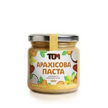 Натуральна арахісова паста TOM 180 г фінікамі та кокосовою олією