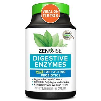 Пищеварительные ферменты и быстродействующие пробиотики, Digestive Enzymes with Probiotics, Zenwise, 60 капсул