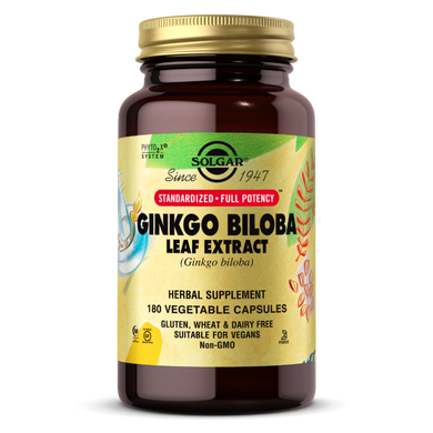 Натуральная добавка гинкго билоба Solgar SFP Ginkgo Biloba Leaf Extract, 180 капсул