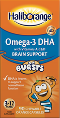 Омега 3 Haliborange Omega-3 DHA + Vits A C & D Brain Support 90 жув. таблеток orange