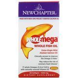Жир Аляскинского лосося 1000мг, Wholemega, Alaskan Salmon Oil, New Chapter, 60 желатинових капсул