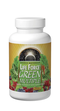 Мультивитамины, Life Force Green Multiple, Source Naturals, активатор энергии с суперпродуктами, 45 таблеток