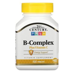 Комплекс вітамінів групи Б 21st Century B Complex Plus Vitamin C 100 таблеток