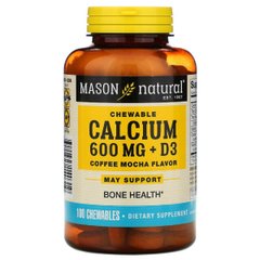 Кальцій D3, смак кави та мокко, Calcium + D3, Mason Natural, 100 жувальних таблеток