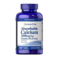 Кальцій карбонат Д3 Puritan's Pride Absorbable Calcium 1200 mg Plus Vitamin D3 25 mcg 100 капс